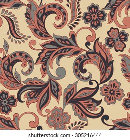 seamless pattern with flowers in indian style. floral vector background