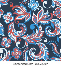 seamless pattern with flowers in indian style. floral vector background
