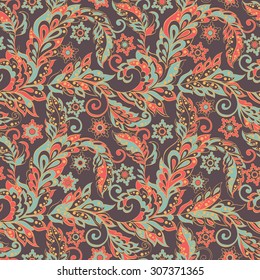 seamless pattern with flowers in indian style. floral vector background