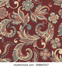 seamless pattern with flowers in indian style. floral vector background
