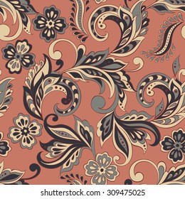 seamless pattern with flowers in indian style. floral vector background