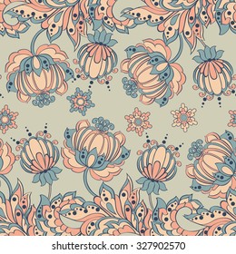 seamless pattern with flowers in indian style. floral vector background