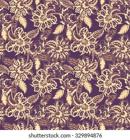 seamless pattern with flowers in indian style. floral vector background