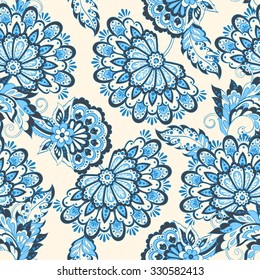 seamless pattern with flowers in indian style. floral vector background