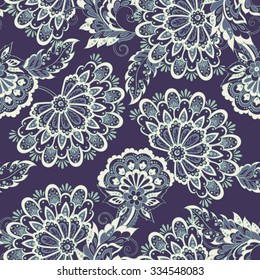 seamless pattern with flowers in indian style. floral vector background