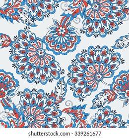 seamless pattern with flowers in indian style. floral vector background