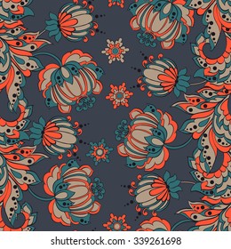 seamless pattern with flowers in indian style. floral vector background