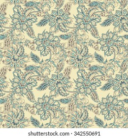 seamless pattern with flowers in indian style. floral vector background