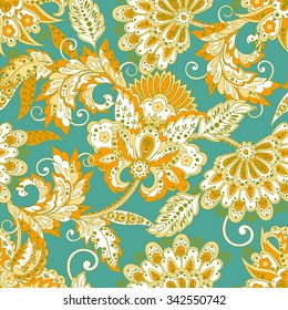 seamless pattern with flowers in indian style. floral vector background