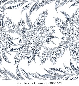 seamless pattern with flowers in indian style. floral vector background