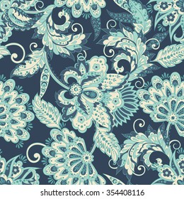 seamless pattern with flowers in indian style. floral vector background