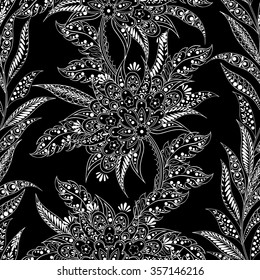 seamless pattern with flowers in indian style. floral vector background