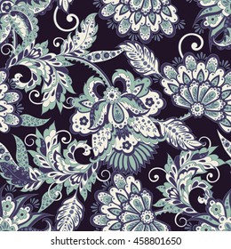 seamless pattern with flowers in indian style. floral vector background