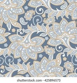 seamless pattern with flowers in indian textile style. floral vector background