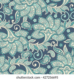 seamless pattern with flowers in indian textile style. floral vector background