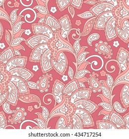 seamless pattern with flowers in indian textile style. floral vector background