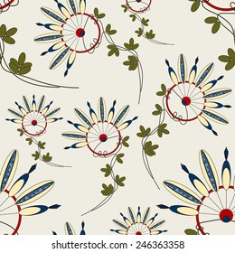 Seamless pattern with flowers Indians