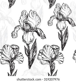 "seamless pattern flowers iris" for design