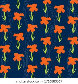 Seamless pattern with flowers of iris vector image