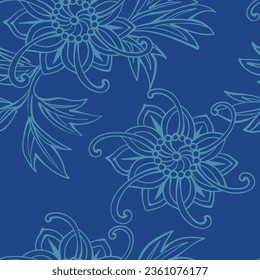 Seamless pattern with flowers. Japanese pattern. Vector illustration.