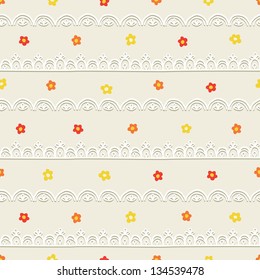 Seamless pattern with flowers and laces