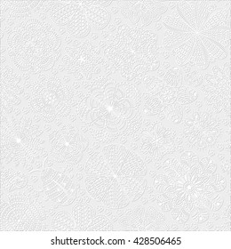 Seamless pattern with flowers and ladybug. Romantic floral background. Detailed vector illustration. 