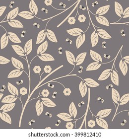 Seamless  pattern with flowers and ladybugs on purple background  can be used for design fabric, backgrounds, wrapping paper, package, covers.