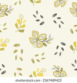 Seamless pattern flowers and leaf tropical plants and leaves. Creative collage contemporary seamless pattern. Floral seamless vector tropical pattern background.