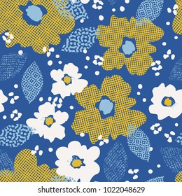 seamless pattern with flowers and leaves