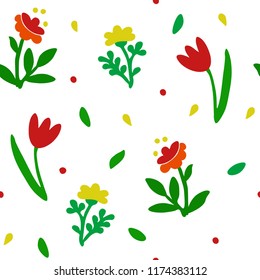 seamless pattern flowers with leaves