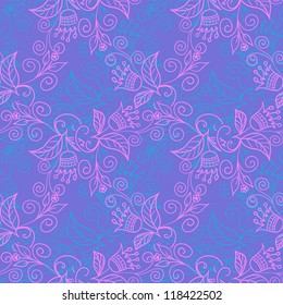 Seamless pattern with flowers and leaves
