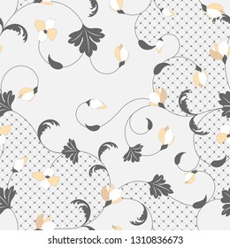 seamless pattern of flowers and leaves