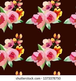 seamless pattern with flowers and leaves