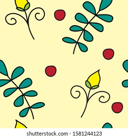 seamless pattern with flowers and leaves