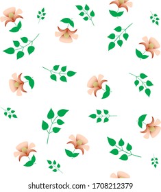 seamless pattern of  flowers and leaves