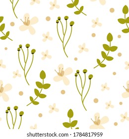 Seamless pattern with flowers and leaves 