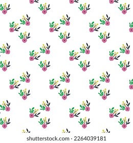 seamless pattern with flowers and leaves