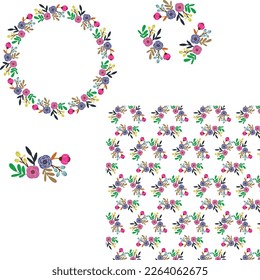 seamless pattern with flowers and leaves