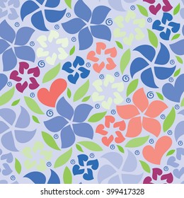 Seamless pattern with flowers and leaves.