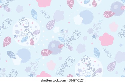 Seamless pattern with flowers and leaves