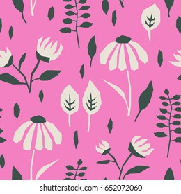 seamless pattern with flowers and leaves