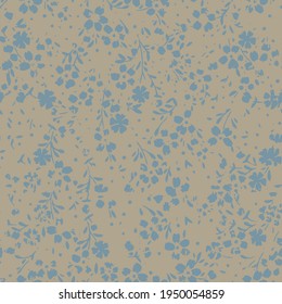 Seamless pattern with flowers, leaves. Abstract floral background. Summer print. Fabric design, wallpaper on natural linen texture as background