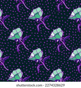 Seamless pattern with flowers and leaves. Abstract floral wallpaper. Design for fabric, textile print, surface, wrapping, cover, greeting card. Vector illustration