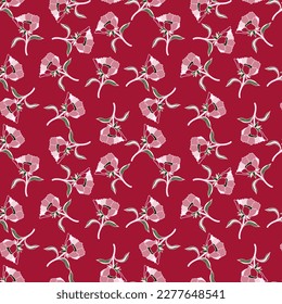 Patrón sin foco con flores y hojas. Resumen de papel de pared de flores. Diseño para tela, impresión textil, superficie, envoltura, cubierta, tarjeta de saludo. Ilustración del vector