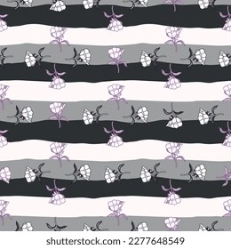 Seamless pattern with flowers and leaves. Abstract floral wallpaper. Design for fabric, textile print, surface, wrapping, cover, greeting card. Vector illustration
