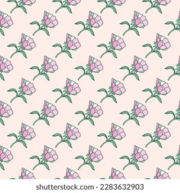 Seamless pattern with flowers and leaves. Abstract floral wallpaper. Design for fabric, textile print, surface, wrapping, cover, greeting card. Vector illustration