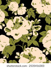 Patrón sin fisuras con flores y hojas. Abstractas primavera floral, patrón de verano.