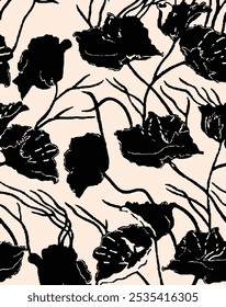 padrão sem costura com flores e folhas. Abstrato floral primavera, padrão de verão.
