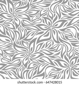 Seamless pattern with flowers and leaves. Abstract floral modern vector background.