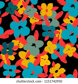 Seamless pattern with flowers, leaves. Background texture. Fabric design